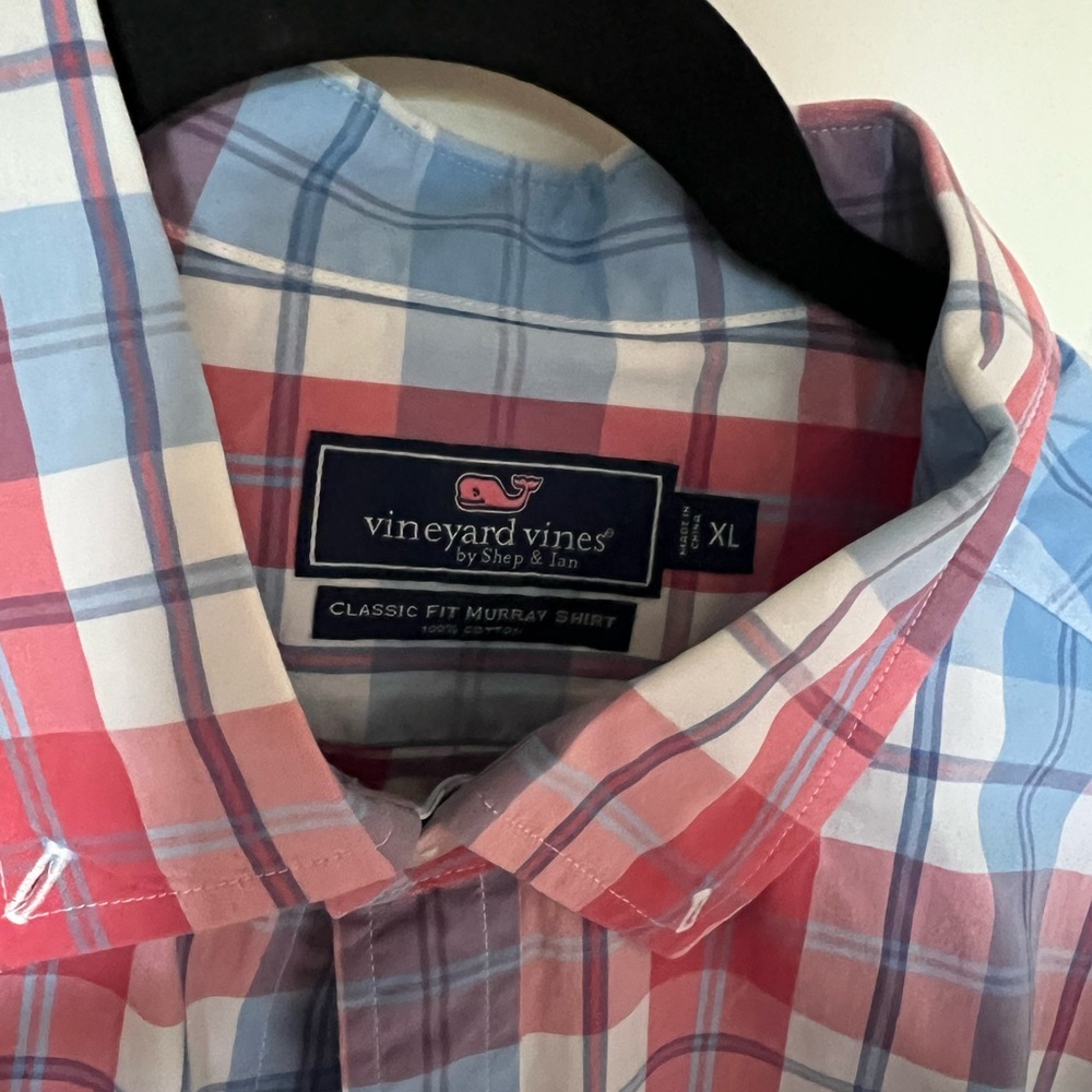 Vineyard Vines Red and Blue Plaid Button Down Shirt - Picture 2 of 4